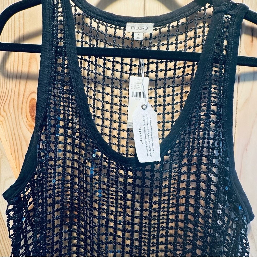 NWT Pilcro Sheer Sequin Tank - M - Picture 6 of 10